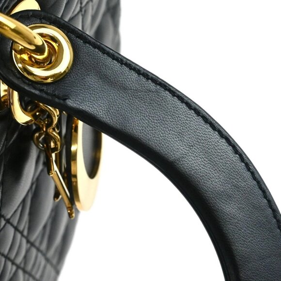 Christian Dior Black Lambskin Lady Dior Cannage 2way Handbag 02-MA-1100 114797 - Picture 6 of 10